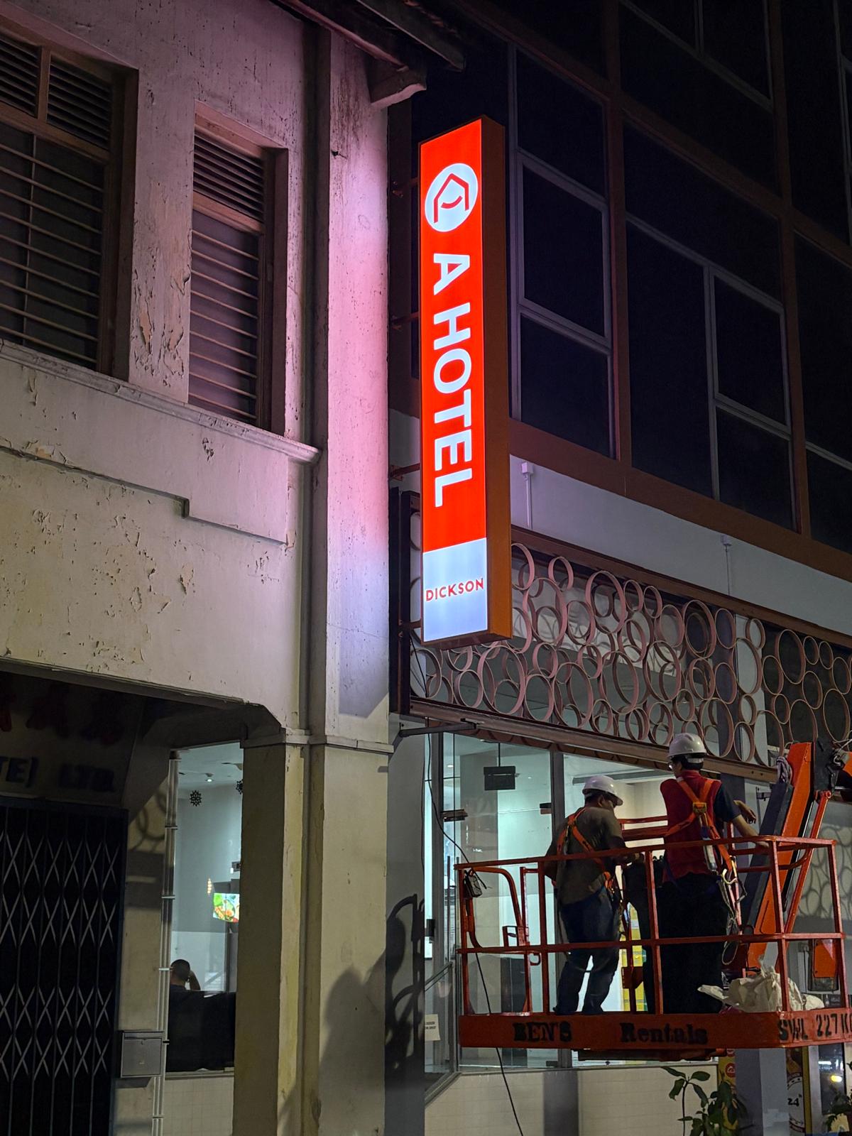 Double-sided lightbox installation in Dickson Singapore