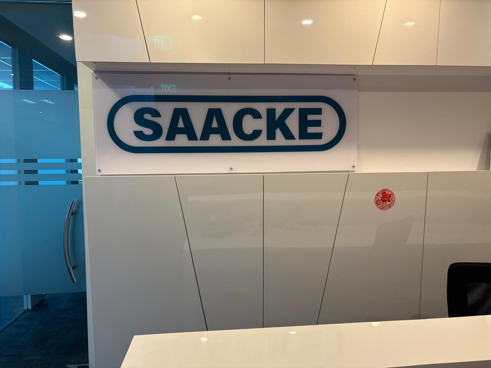 SAACKE Office Counter Acrylic Signage